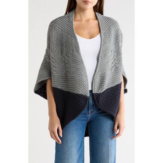 La Fiorentina Knit Cocoon Ruana in Grey/Black at Nordstrom Rack