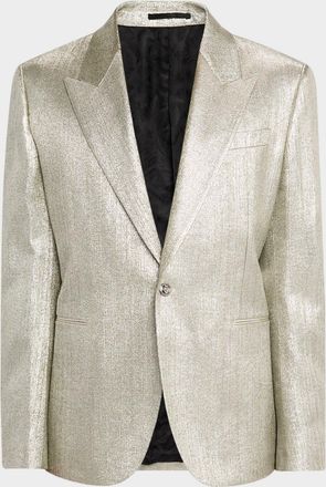 Versace Mens Peak-Lapel Metallic-Woven Evening Jacket