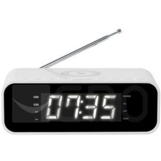 Thomson Cr221i - Radio Despertador (cargador Inal&aacute;mbrico De Inducci&oacute;n, Aux-in 3.5 Mm, Radio Fm, Usb, Doble Alarma) Color Blanco - Thomson