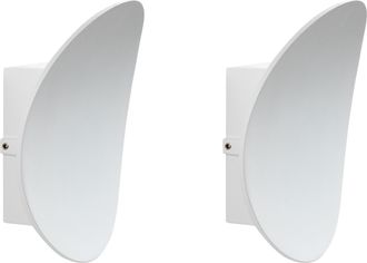 Beliani Conjunto De 2 L&aacute;mparas Led De Pared Exterior Redondas Decorativas Iluminaci&oacute;n Moderna De Aluminio Blanco Meusse