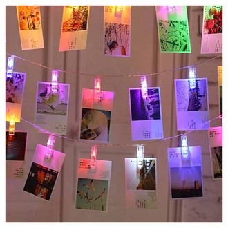 Trade Shop Trade Shop - Catena Luminosa 16 Mollette Led Ghirlanda Stringa Clip Appendere Foto Multicolor