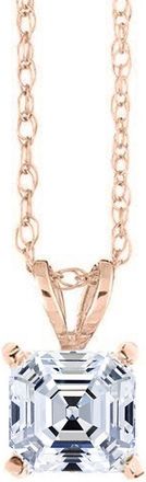 Pompeii3 2 CT Asscher Cut Solitaire Pendant Necklace in 14k White, Yellow, or Rose Gold