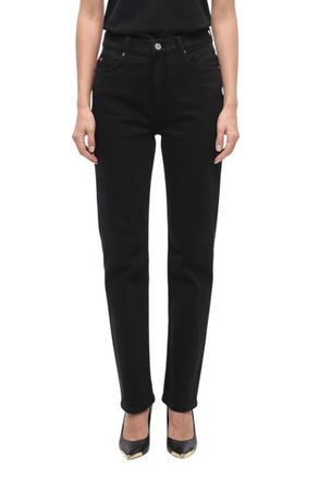 Re/Done Black Straight Mid Rise Jeans
