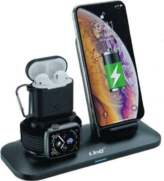 Trade Shop Trade Shop - Stazione Di Ricarica Rapida Wireless 3 In 1 Per Iphone Apple Watch Airpods W8899