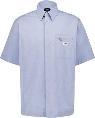 Fendi Heren, Overhemden, Blauw, Maat: M Katoen