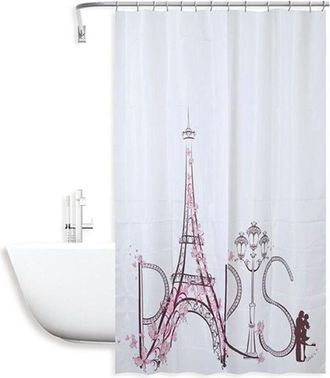 Trade Shop Trade Shop - Tenda Doccia Antimuffa Impermeabile 180x200cm Con Anelli Bagno Scritta Paris 87048