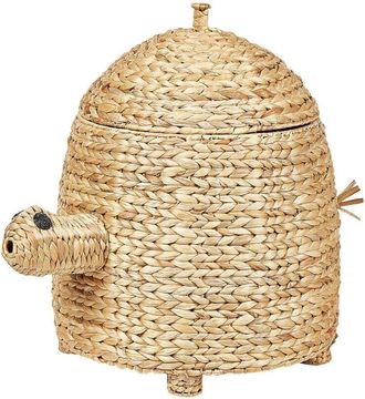 Beliani Cesto di vimini con giacinto dacqua contenitore cesto di tartaruga con coperchio accessorio naturale intrecciato Montagu