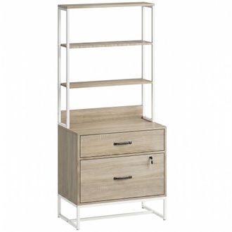 HOMCOM Mueble archivador 70x40x157 cm roble
