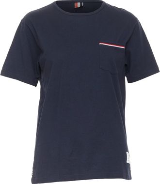 Thom Browne 2022 navy cotton RWB stripe trim short sleeve pocket tshirt Sz1 S