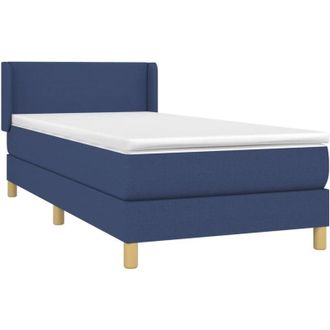 vidaXL Cama Box Spring Con Colch&oacute;n Tela Azul 80x200 Cm Vidaxl