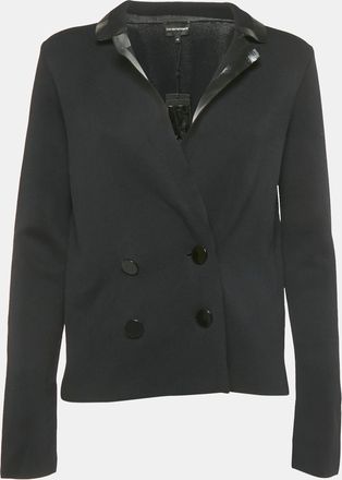Emporio Armani Black Knit Double Breasted Blazer