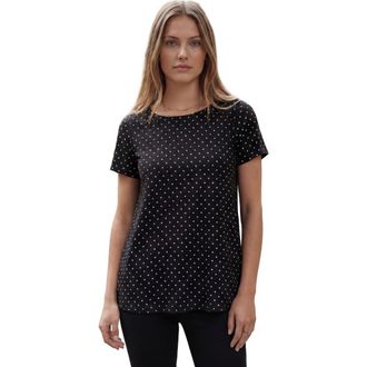 Jessica London Stretch Cotton Trapeze Tee in Black Ivory Dot at Nordstrom, Size Medium
