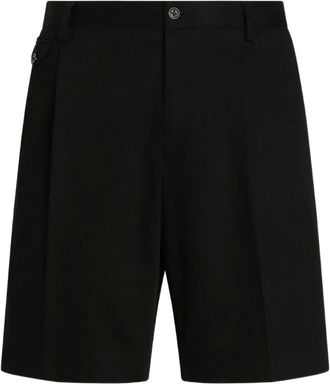 Dolce & Gabbana Gestreepte wollen pantalon shorts - Heren - Korte broeken - Zwart - Maat: S Wol