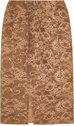 Acne Studios Floral-embroidered Lace Midi Skirt - Brown - 40 (UK12 / M)