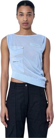 Kiko Kostadinov Kreiner Knit Top - Dames - Tops zonder mouwen - Blauw - XS - Katoen - Tops