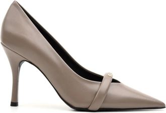 Furla Beige Decollete Schoenen met Hak - Dames - Pumps - Grijs - 39 EU - Leer - Schoenen