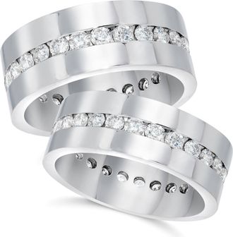 Pompeii3 3ct Matching Diamond Eternity Wedding Band Ring Set Size Selectable