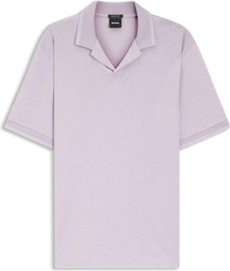 BOSS Johnny-collar polo shirt in cotton and linen