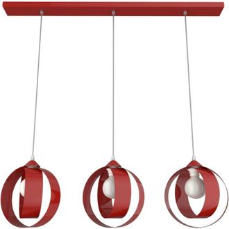 Lumicom Nucleo binario Sospensione, 3XE27, max 42W, metallo, rosso lucido, D.25cm - Lumicom