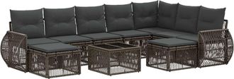 vidaXL Conjunto De Sof&aacute;s De Jard&iacute;n 10 Uds. Gris Rat&aacute;n Sint&eacute;tico Vidaxl