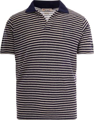 MC2 Saint Barth Rye Striped Short-Sleeve Polo with Contrasting Collar