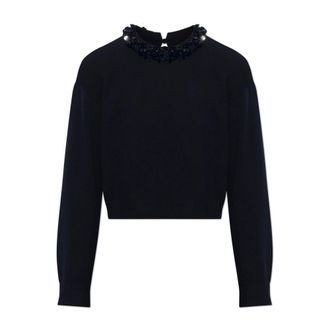 Ulla Johnson Amelia Maglione Girocollo in Lana - - Knitwear - Donna - Blu - L