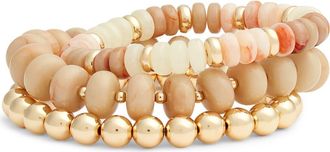 Nordstrom 3-Pack Beaded Bracelets in Neutral Multi- Gold at Nordstrom
