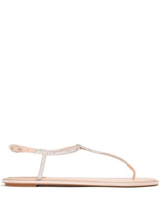 Rene Caovilla Diana crystal-embellished flat sandals - Neutrals