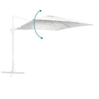 LOLAhome Parasol de jard&iacute;n rotatorio Tiber exc&eacute;ntrico blanco de aluminio