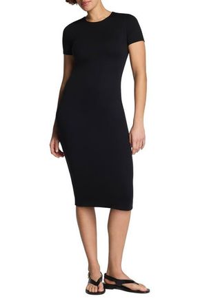 Spanx Ponte Crewneck Midi Dress in Classic Black at Nordstrom, Size X-Large