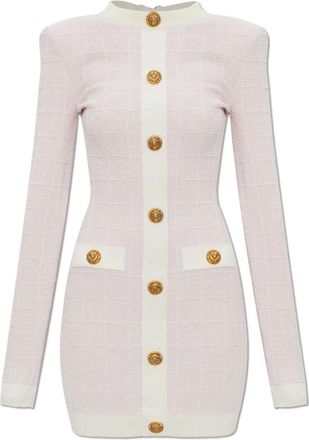 Balmain Tweed Jurk - Dames - Korte kleedjes - Roze - L - Tweed - Kleedjes