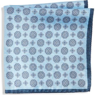 Nordstrom Medallion Reversible Silk Pocket Square in Light Blue at Nordstrom