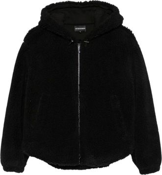Emporio Armani Giacca con Cappuccio Texturizzata - - Jackets - Donna - Nero - 2XS
