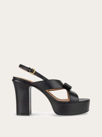 Ferragamo Donna Sandalo plateau fiocco Vara Nero Taglia 36.5