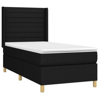 vidaXL Cama Box Spring Con Colch&oacute;n Tela Negro 90x200 Cm Vidaxl