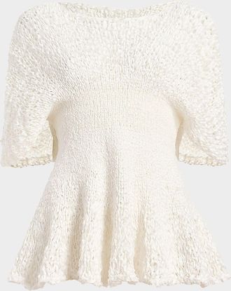 Khaite Mathilde Peplum Batwing Cotton Top