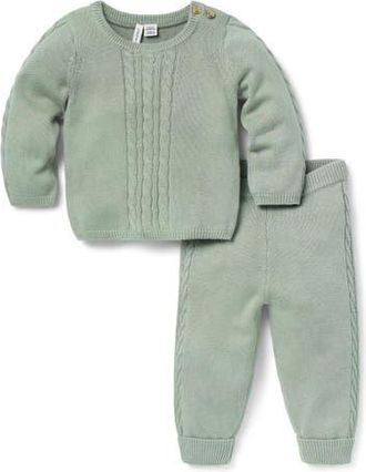 Janie and Jack Baby Cable Knit Matching Set in Green at Nordstrom, Size Newborn