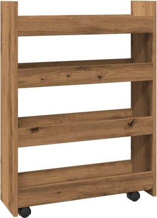 vidaXL Vidaxl - Carro De Almacenaje Estrecho 4 Niveles Madera Roble Artisian