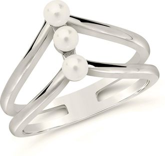 Sterling Forever Sterling Silver Triple Pearl Stack Ring