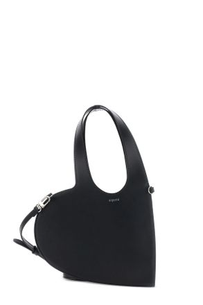 Coperni Black Mini Heart Removable-Strap Leather Tote Bag