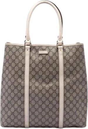 Gucci Pre-owned Canvas Tote Bag - Dames - Vintage Shopper - Bruin - ONE Size - Leer - Vintage
