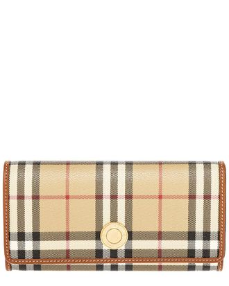 Burberry Long Canvas & Leather Wallet