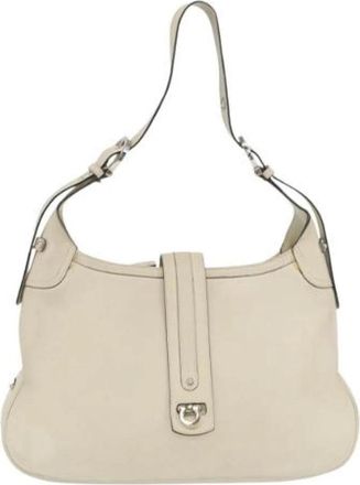 Ferragamo Pre-owned Gancini Shoulder Bag - Dames - Vintage Schoudertas - Beige - ONE Size - Leer - Vintage