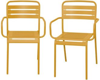 Sweeek Set of 2 stackable steel garden armchairs Yellow Ochre 50.4x53x79.5 cm - Amelia