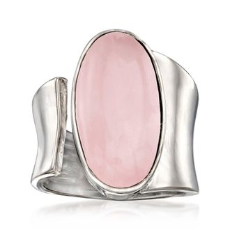 Ross-Simons Oval Rose Quartz Wrap Ring in Sterling Silver