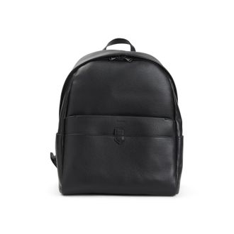 Canali Black Leather Backpack-Uomo