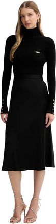 Elisabetta Franchi Zijden Detail Gebreide Maxi Jurk - Dames - Casual kleedjes - Zwart - XS - Leer - Kleedjes