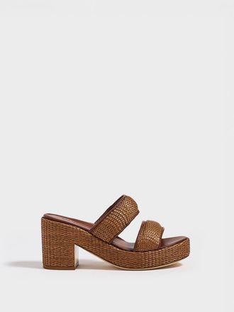 Marion Parke Amelia Platform | Nappa/Raffia in Dark Brown at Nordstrom, Size 40.5