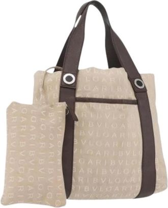 Bulgari Pre-owned Vintage Tote Bag - Dames - Vintage Shopper - Beige - ONE Size - Leer - Vintage