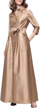 Alex Evenings Shantung A-Line Gown Gown in Gold at Nordstrom, Size 10